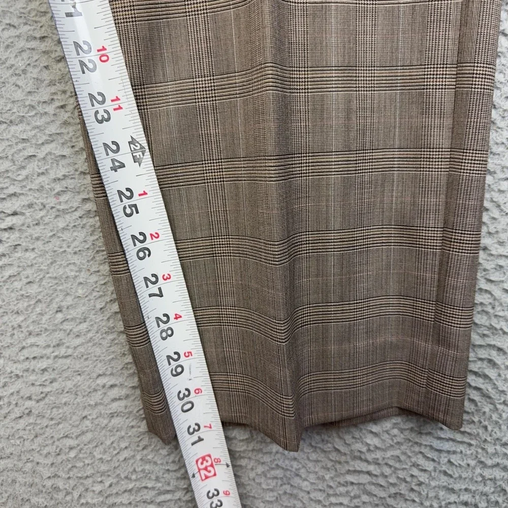 Banana Republic Dress Pants Mens 36x32 Brown Wool Tailored Slim Plaid Trousers